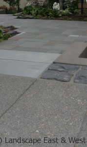 Exposed Aggregate Driveway with color and inset stone