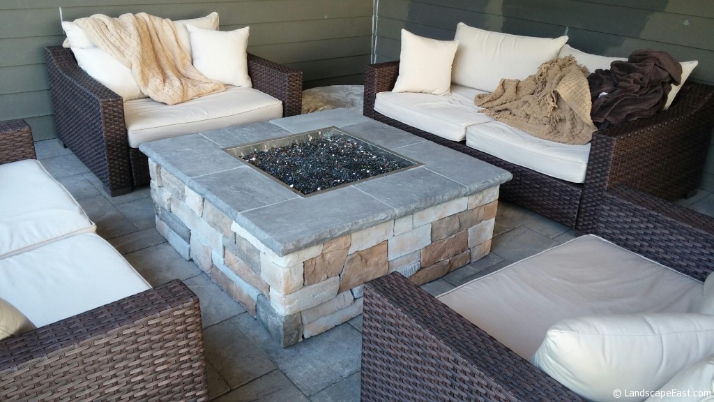 Fire pit with steel insert - Portland landscaping