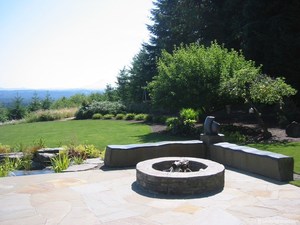 Wood burning fire pit Portland landscaping