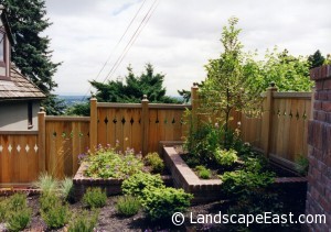 Portland Landscaping Terraced Fence and Brick Planters