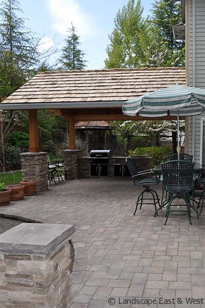 Paver Patio with Attached Roof