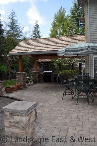 Outdoor Kitchen Design with Covered Structure Portland Landscaping